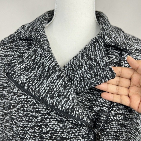 ASTR The Label Black Gray Marled Tweed Coat Size XS Asymmetrical Zip - Picture 5 of 16